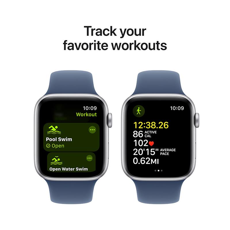 Apple Watch SE GPS + Cellular 44mm Silver Aluminium Case with Denim Sport Band - M/L 