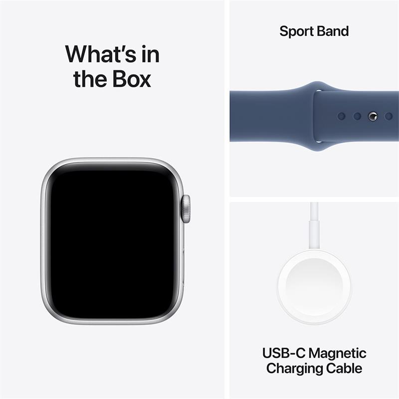 Apple Watch SE GPS + Cellular 44mm Silver Aluminium Case with Denim Sport Band - M/L 