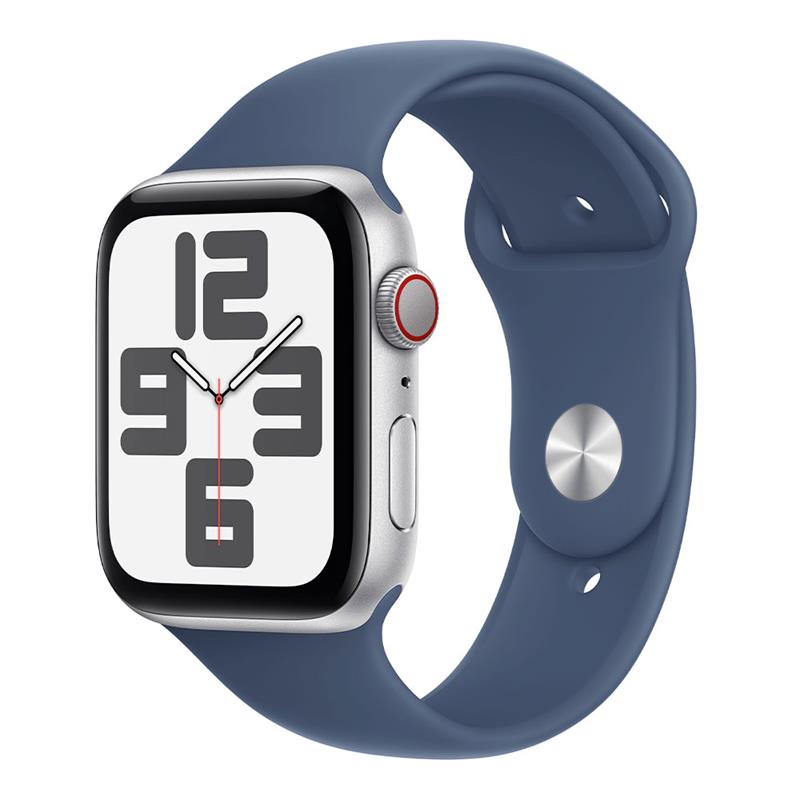 Apple Watch SE GPS + Cellular 44mm Silver Aluminium Case with Denim Sport Band - M/L 