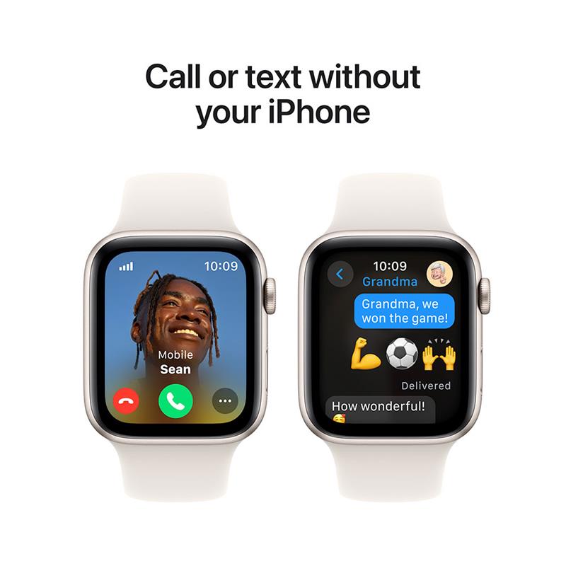 Apple Watch SE GPS + Cellular 44mm Starlight Aluminium Case with Starlight Sport Band - M/L 