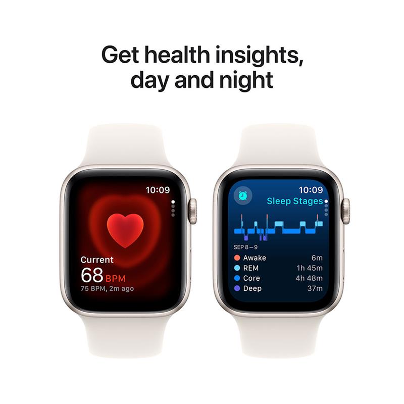 Apple Watch SE GPS + Cellular 44mm Starlight Aluminium Case with Starlight Sport Band - M/L 