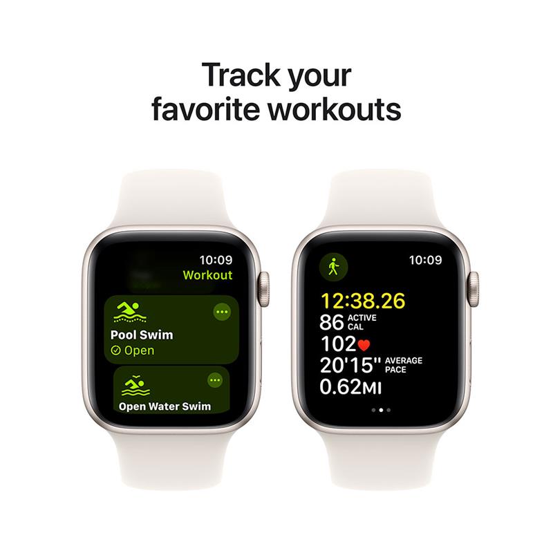 Apple Watch SE GPS + Cellular 44mm Starlight Aluminium Case with Starlight Sport Band - M/L 