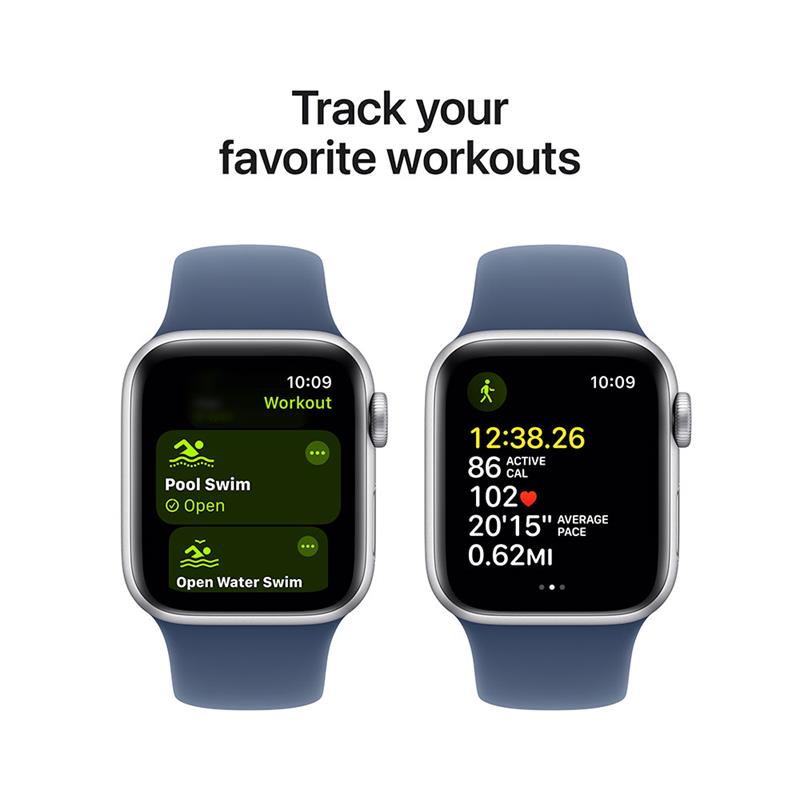 Apple Watch SE GPS + Cellular 40mm Silver Aluminium Case with Denim Sport Band - S/M 