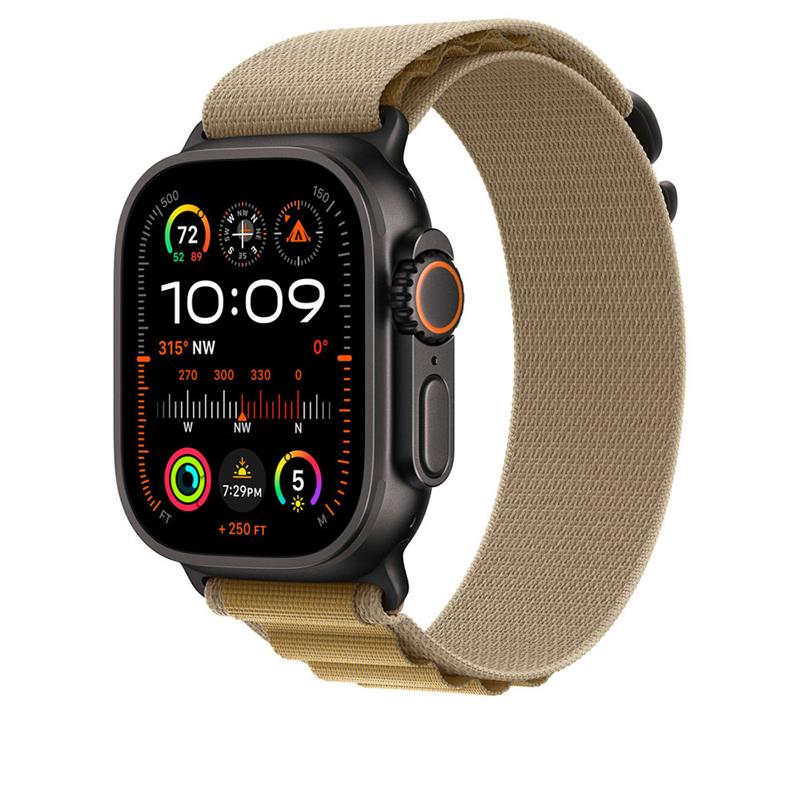 Apple Watch 49mm Tan Alpine Loop - Small - Black Titanium Finish 