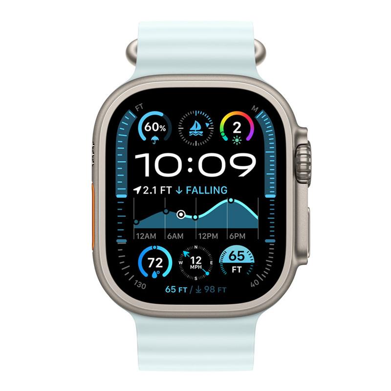Apple Watch 49mm Ice Blue Ocean Band Extension - Natural Titanium Finish 