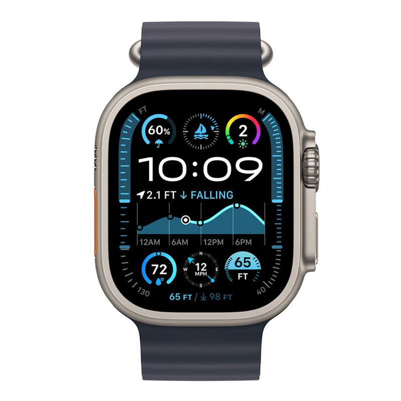 Apple Watch 49mm Navy Ocean Band - Natural Titanium Finish 
