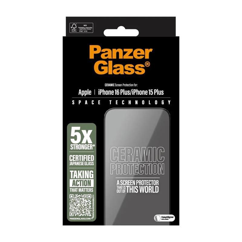 PanzerGlass ochranné sklo UWF Ceramic Protection pre iPhone 16 Plus/15 Plus - Black Frame 