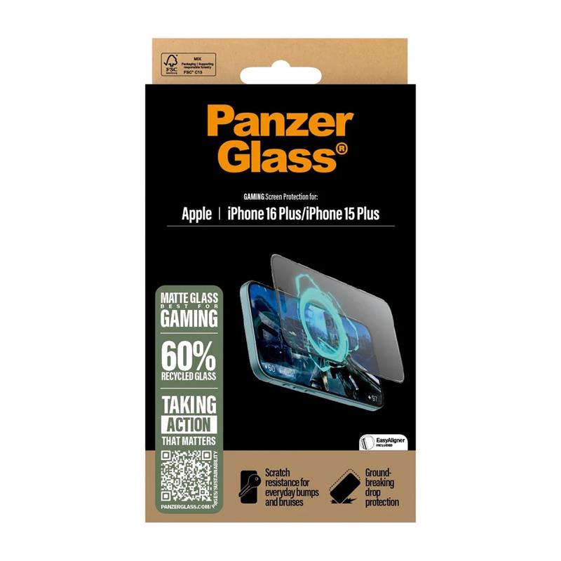 PanzerGlass ochranné sklo UWF Gaming pre iPhone 16 Plus/15 Plus - Black Frame 