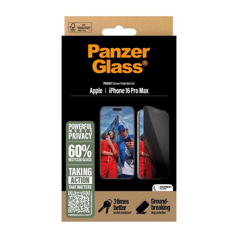 PanzerGlass ochranné sklo UWF Privacy pre iPhone 16 Pro Max - Black Frame 