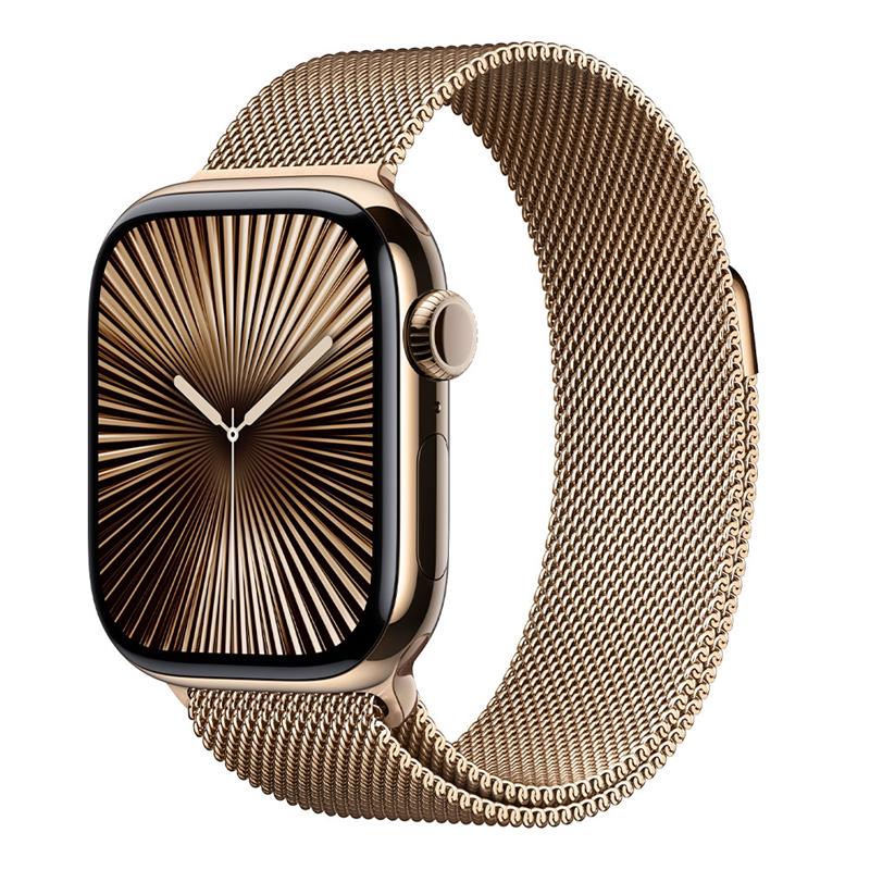 Apple Watch Series 10 GPS + Cellular 46mm Gold Titanium Case with Gold Milanese Loop - S/M 