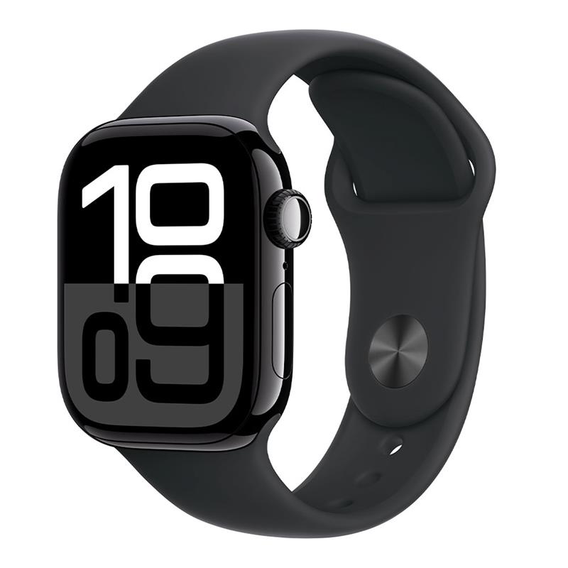 Apple Watch Series 10 GPS 46mm Jet Black Aluminium Case with Black Sport Band - M/L 