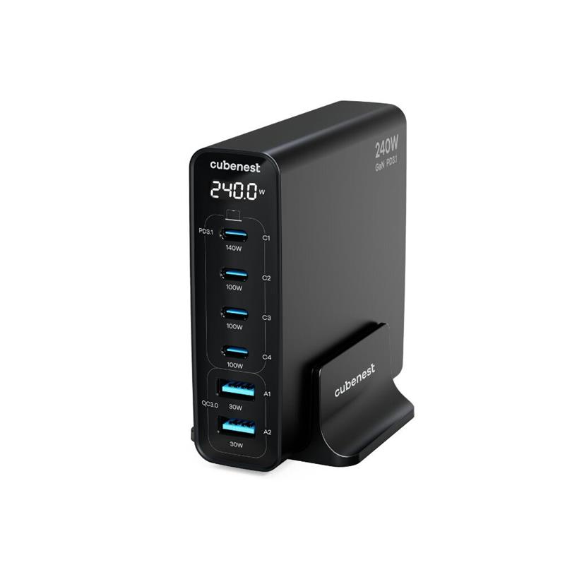 Cubenest S6D0 PD 3.1 GaN Adaptér 240W - čierna 