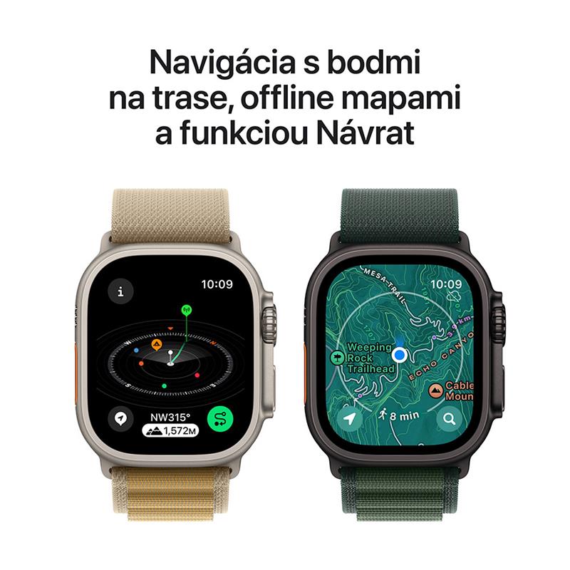 Apple Watch Ultra 2 GPS + Cellular 49mm Black Titanium Case with Dark Green Alpine Loop - Large 