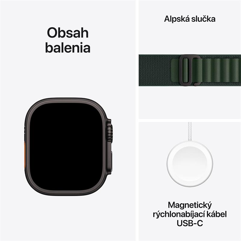 Apple Watch Ultra 2 GPS + Cellular 49mm Black Titanium Case with Dark Green Alpine Loop - Large 