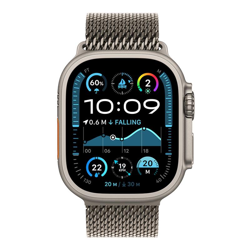 Apple Watch Ultra 2 GPS + Cellular 49mm Natural Titanium Case with Natural Titanium Milanese Loop - M 