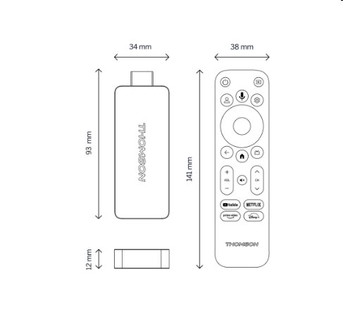 Thomson Streaming Stick 140 - 4K UHD, Google Cast, Hej Google 