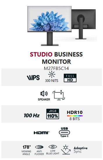 Thomson M27FB5C14 - 27" FHD, IPS, 100Hz, 5ms, 300cd, 1300:1, USB-C, HDMI, repro, 3Yr 
