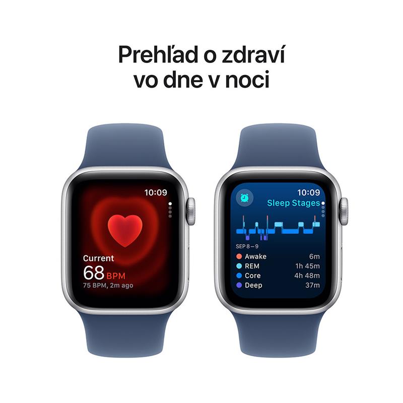 Apple Watch SE GPS + Cellular 44mm Silver Aluminium Case with Denim Sport Band - M/L 