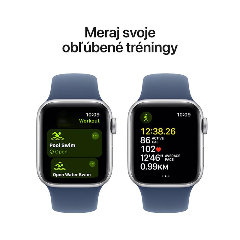 Apple Watch SE GPS + Cellular 44mm Silver Aluminium Case with Denim Sport Band - M/L 