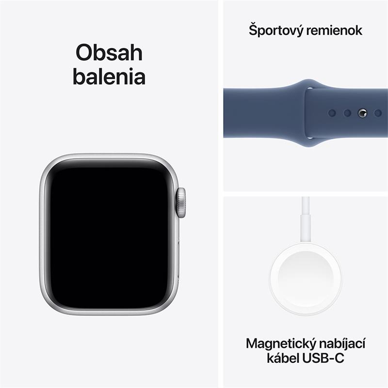 Apple Watch SE GPS + Cellular 44mm Silver Aluminium Case with Denim Sport Band - M/L 
