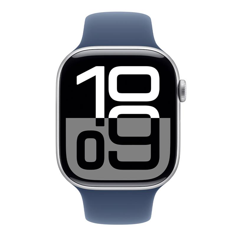 Apple Watch Series 10 GPS 46mm Silver Aluminium Case with Denim Sport Band - M/L 