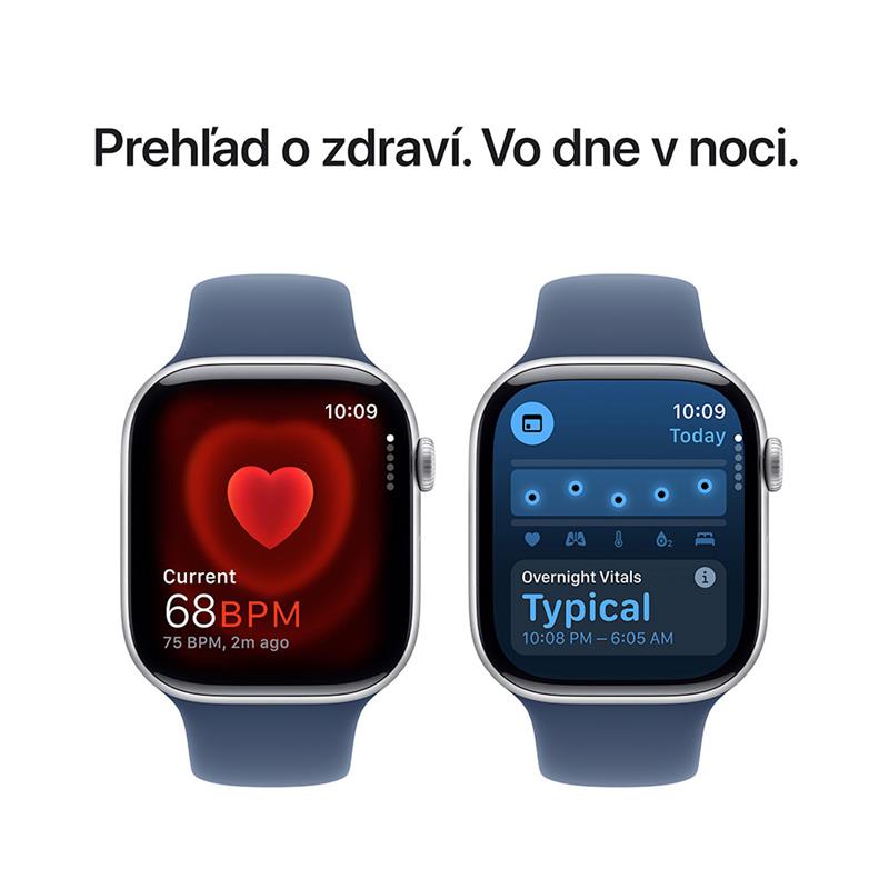 Apple Watch Series 10 GPS 46mm Silver Aluminium Case with Denim Sport Band - M/L 
