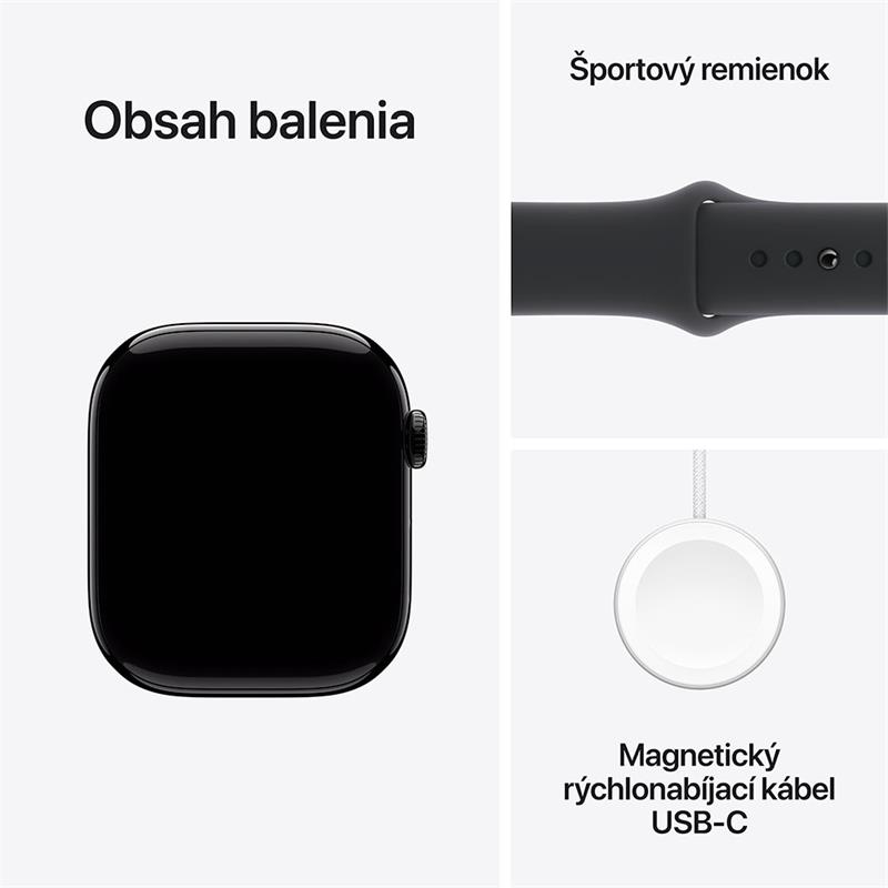 Apple Watch Series 10 GPS 46mm Jet Black Aluminium Case with Black Sport Band - S/M 