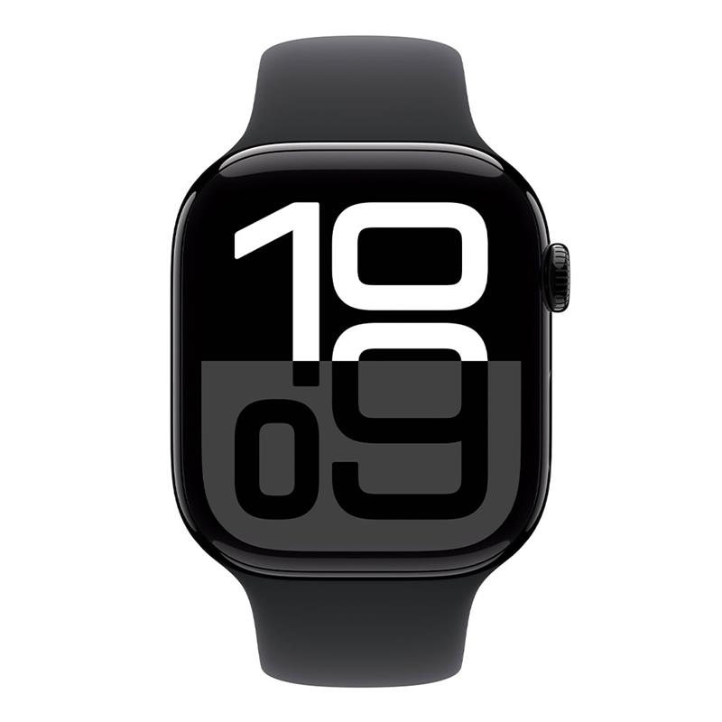 Apple Watch Series 10 GPS 46mm Jet Black Aluminium Case with Black Sport Band - M/L 