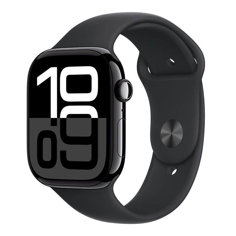 Apple Watch Series 10 GPS 46mm Jet Black Aluminium Case with Black Sport Band - M/L 