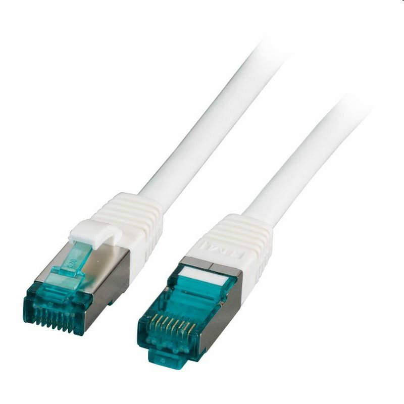 Patch kábel Cat6A, S/FTP, LSOH - 0,15m, biely 