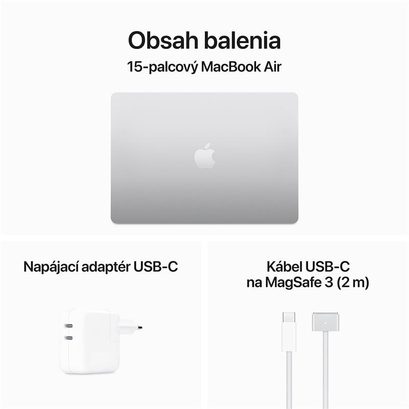 MacBook Air 15" Apple M3 8C CPU 10C GPU 24GB 512GB Strieborný SK 