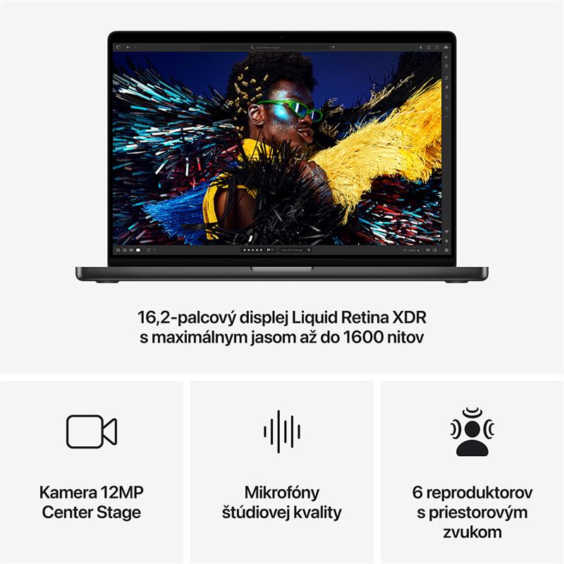 MacBook Pro 16" Apple M4 Pro 14C CPU 20C GPU 48GB 512GB Kozmický čierny SK 