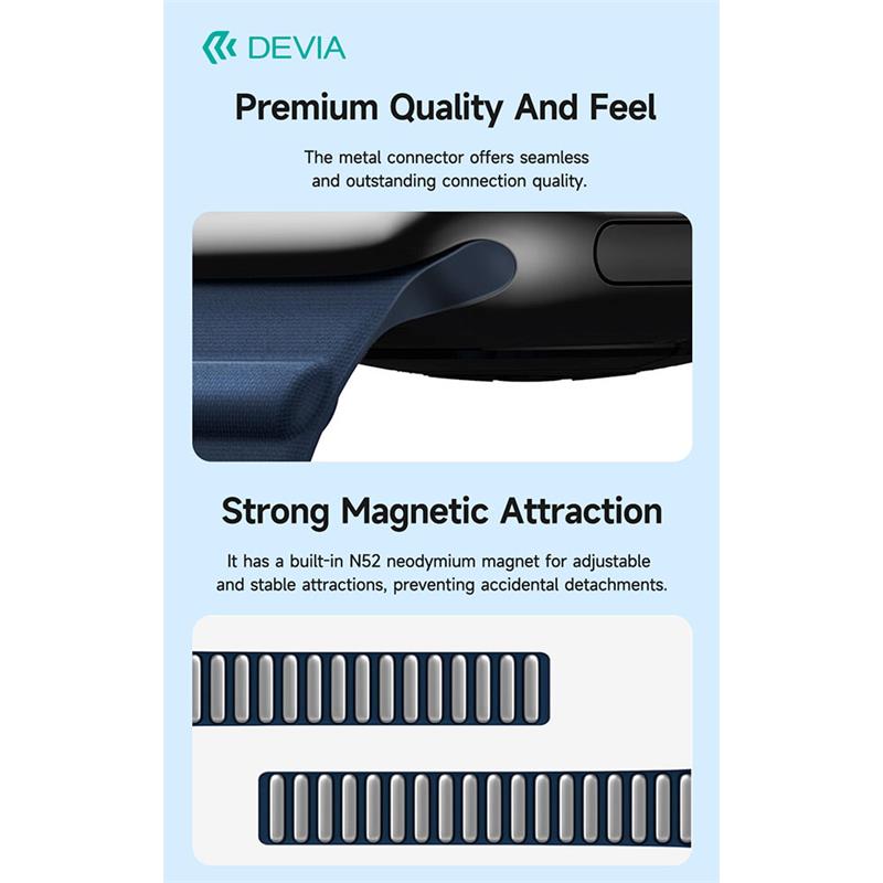 Devia remienok Deluxe Magnetic Fiber Watch Band 44/45/46mm - Black 