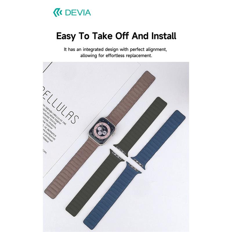 Devia remienok Deluxe Magnetic Fiber Watch Band 44/45/46mm - Evergreen 