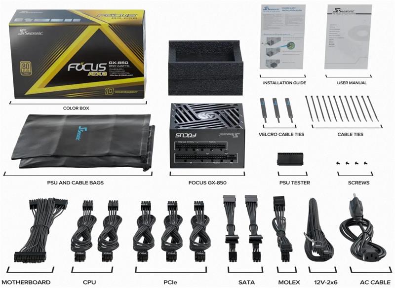 Seasonic FOCUS GX GOLD 850W V4 ATX 3.1, PCIe 5.1, modular 