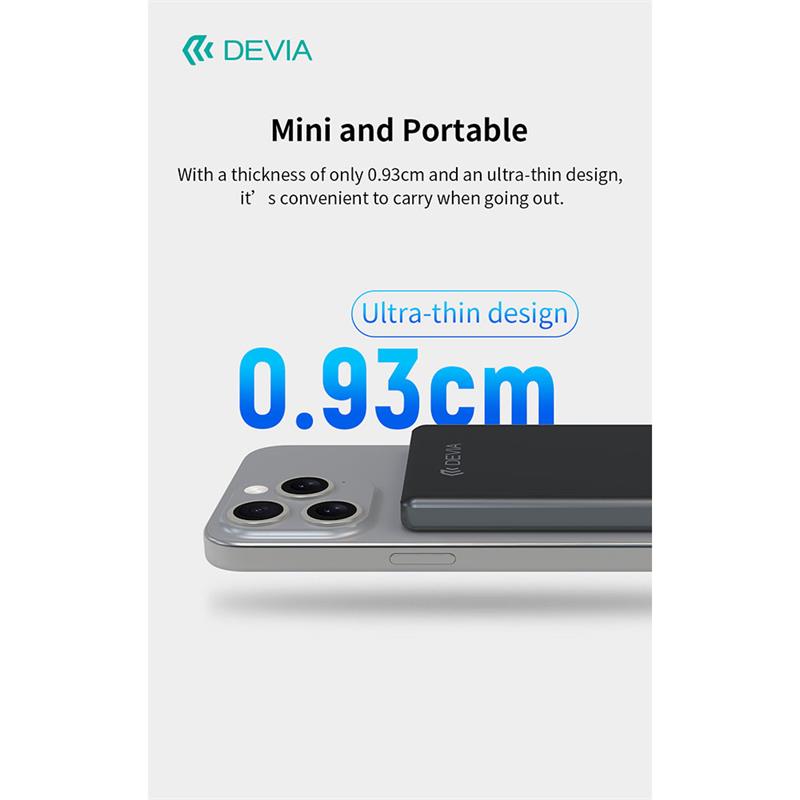 Devia powerbank Extreme Speed Series Mini Magnetic 5.000 mAh PD 20W - Space Gray 