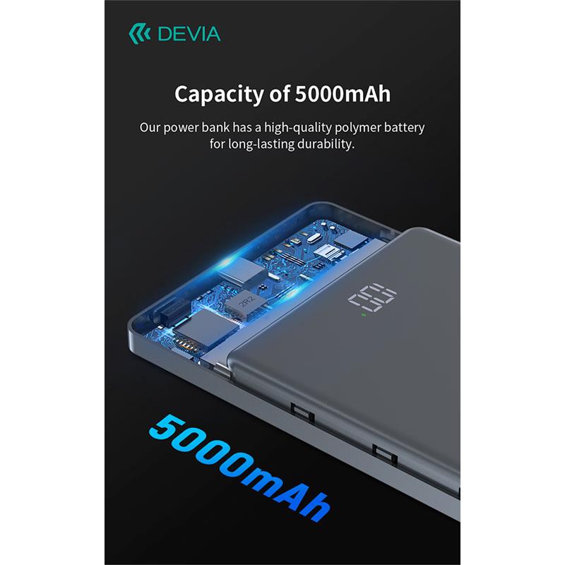 Devia powerbank Extreme Speed Series Mini Magnetic 5.000 mAh PD 20W - Space Gray 
