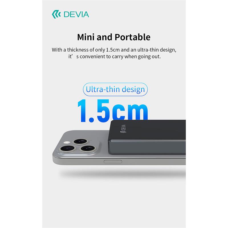 Devia powerbank Extreme Speed Series Mini Magnetic 10.000 mAh PD 20W - Space Gray 