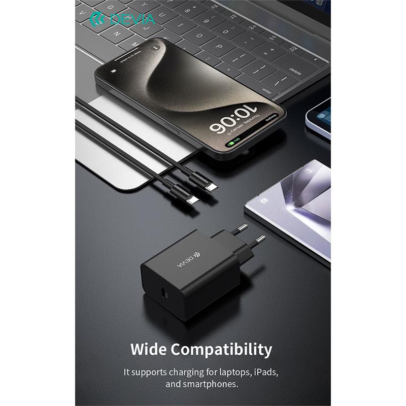 Devia sieťová nabíjačka Rocket Series PD Quick Charger 45W + Cable - Black 