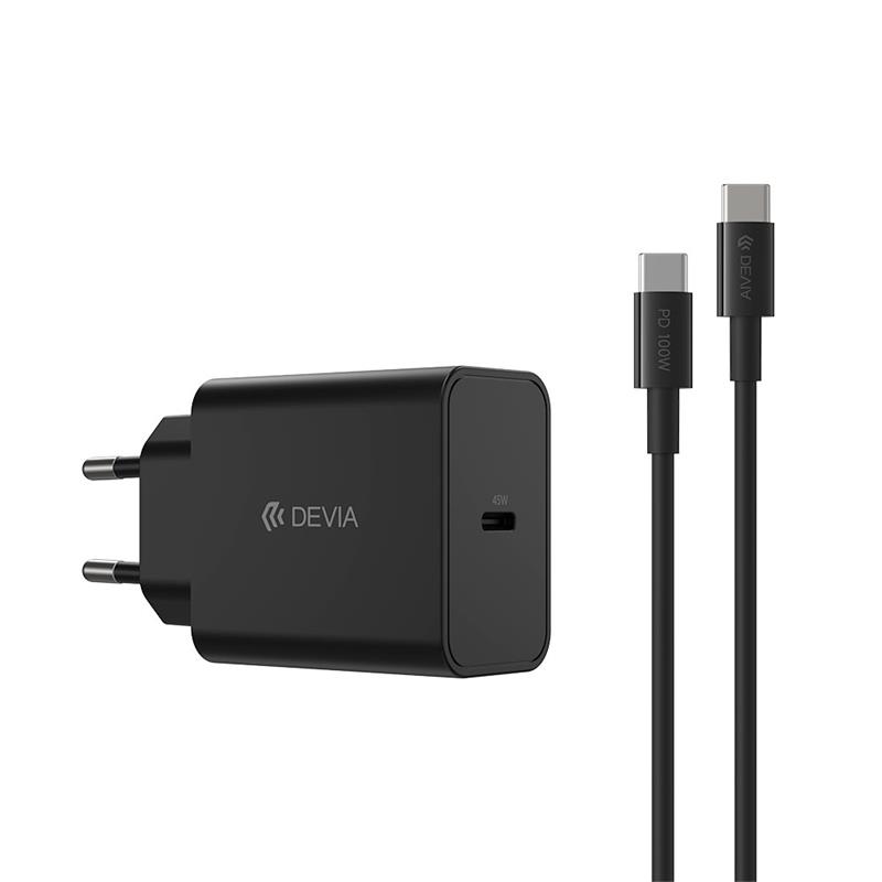 Devia sieťová nabíjačka Rocket Series PD Quick Charger 45W + Cable - Black 