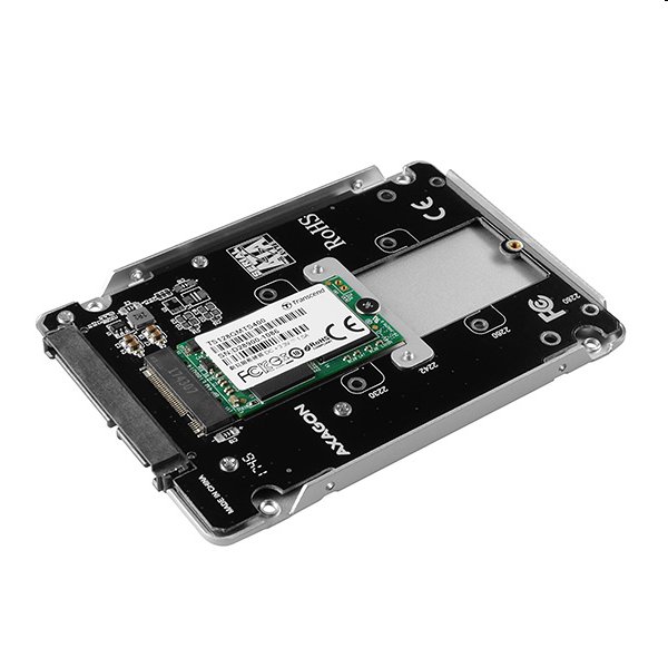 AXAGON RSS-M2SD, SATA - M.2 SATA SSD, interný 2.5" ALU box, strieborný 