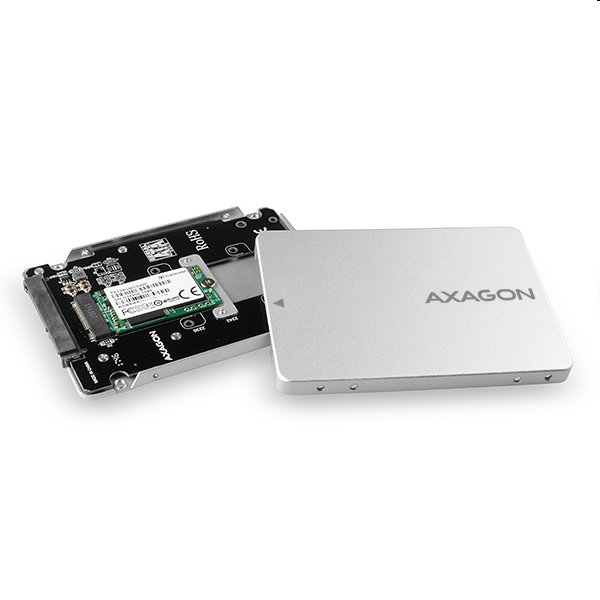AXAGON RSS-M2SD, SATA - M.2 SATA SSD, interný 2.5" ALU box, strieborný 