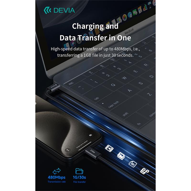 Devia kábel USB-C Extreme Speed Series 240W Cable 2m - Black 