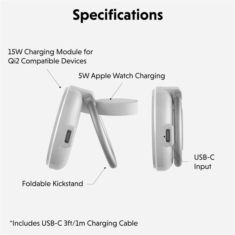 Hyper HyperJuice Qi2 2-in-1 Magnetic Charging Stand - White 