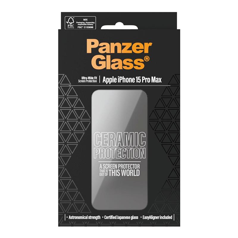 PanzerGlass ochranné sklo UWF Ceramic Protection pre iPhone 15 Pro Max - Black Frame 