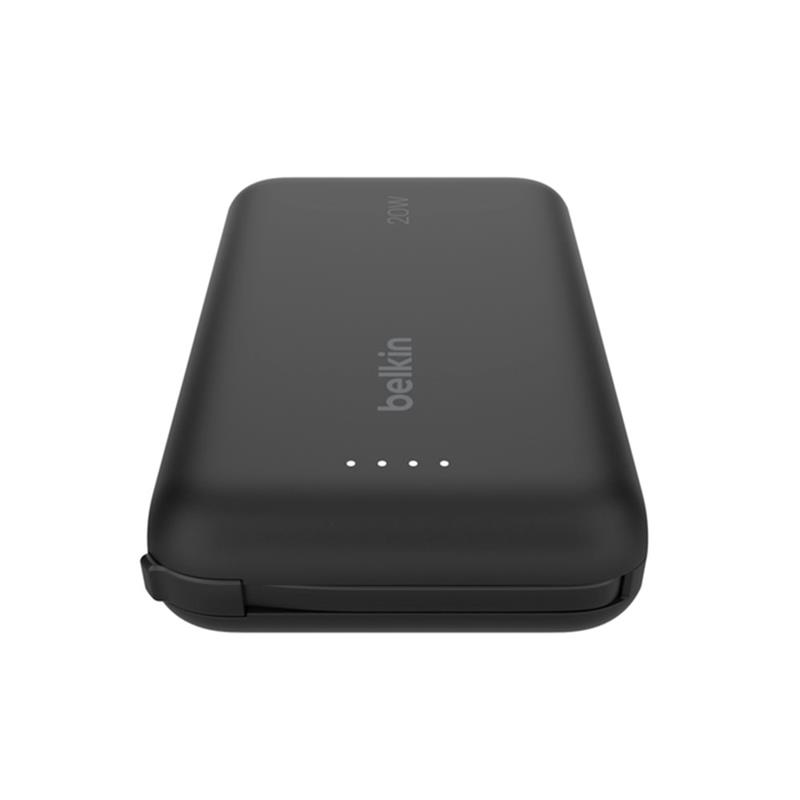 Belkin BoostCharge PowerBank 10K with Integrated USB-C Cable 20W - Black 