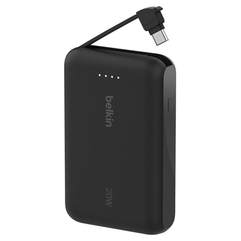 Belkin BoostCharge PowerBank 10K with Integrated USB-C Cable 20W - Black 