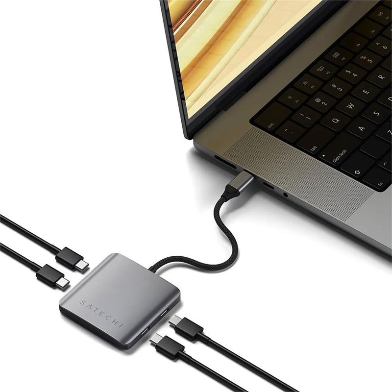 Satechi 4-Port USB-C Hub with Power Delivery - Space Grey 