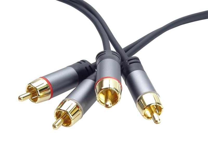PremiumCord HQ tienený kabel 2x CINCH-2x CINCH M/M 1,5m 