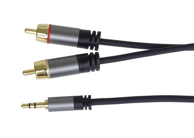 PremumCord HQ tienený kábel stereo Jack 3.5mm-2xCINCH M/M 1.5m 